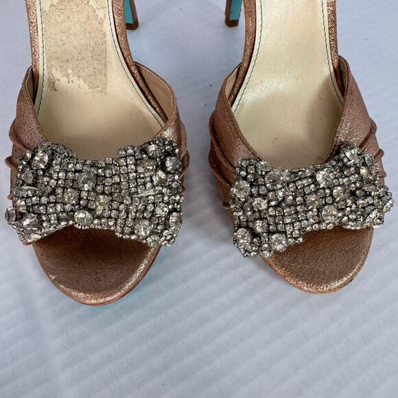 Blue by Betsey Johnson Crystal Rhinestone Stilettos Sz 7.5 PrincessCore Romantic - Picture 5 of 8